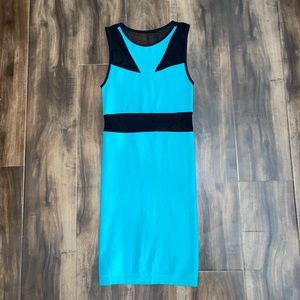 Bebe blue & black bandage mini dress size small